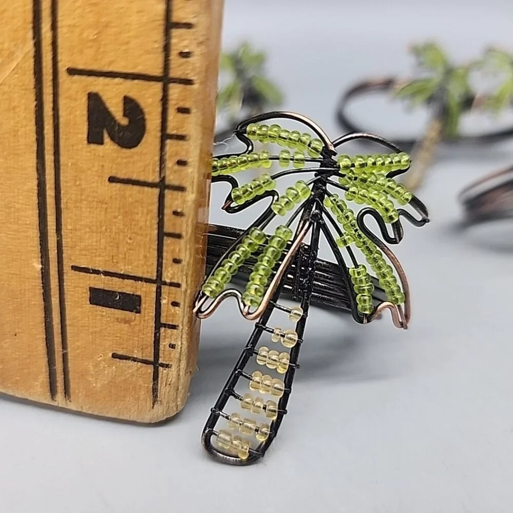 Beaded Wire & Metal Palm Tree Napkin Rings Set of 6